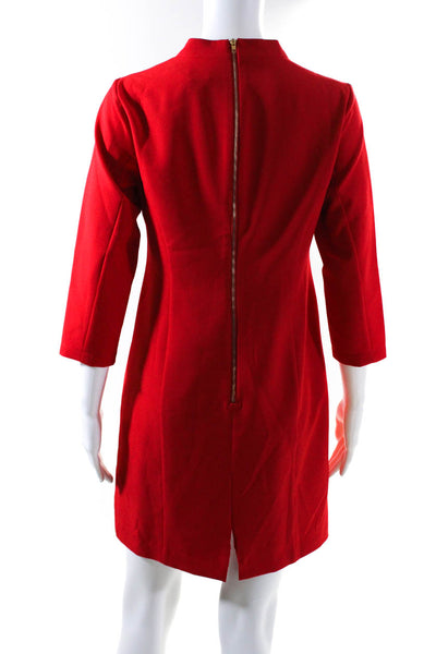 Alexia Admor Womens Darted Back Zipped Long Sleeve Sheath Midi Dress Red Size 6