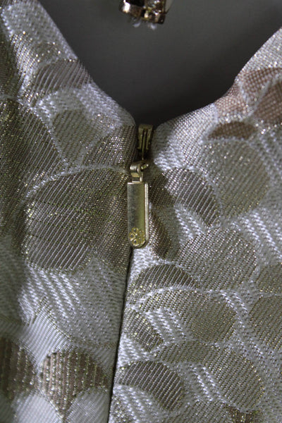 Trina Turk Women Abstract Metallic Darted Zipped Sheath Midi Dress Gold Size 2