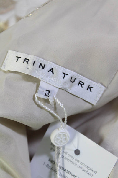 Trina Turk Women Abstract Metallic Darted Zipped Sheath Midi Dress Gold Size 2