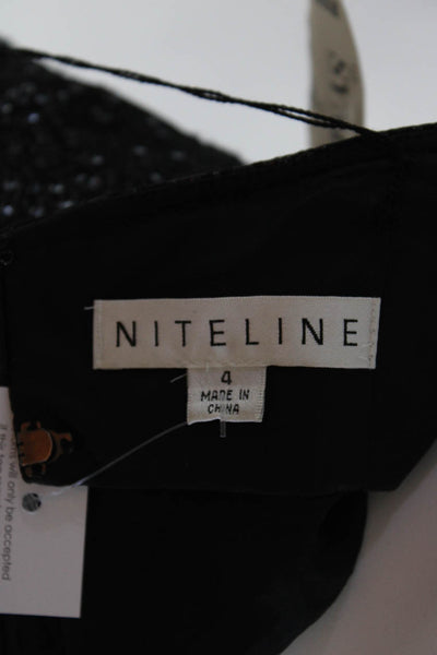 Niteline Womens Embroidered Sequin Back Zipped Corset Midi Dress Black Size 4