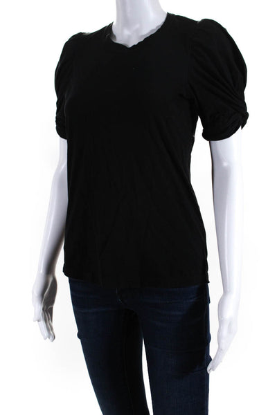 ALC Women's Cotton Short Sleeve Crew Neck Blouse Black Size XS