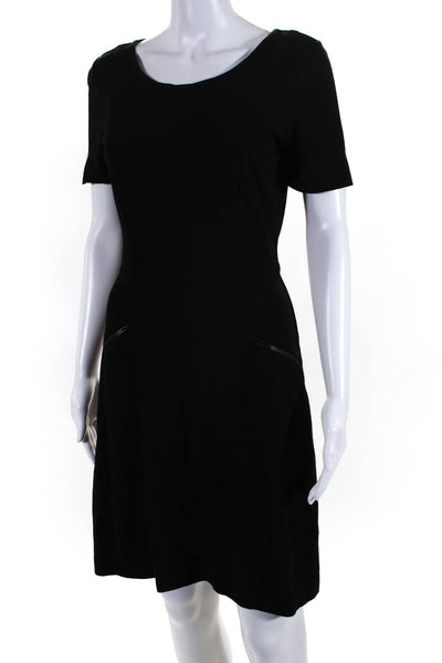 Theory Women's Short Sleeve Pocketed Mini T-Shirt Dress Black Size 2