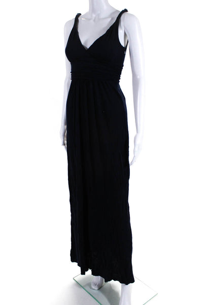 J Crew Women's Cotton Sleeveless V-Neck Maxi Dress Navy Blue Size 0