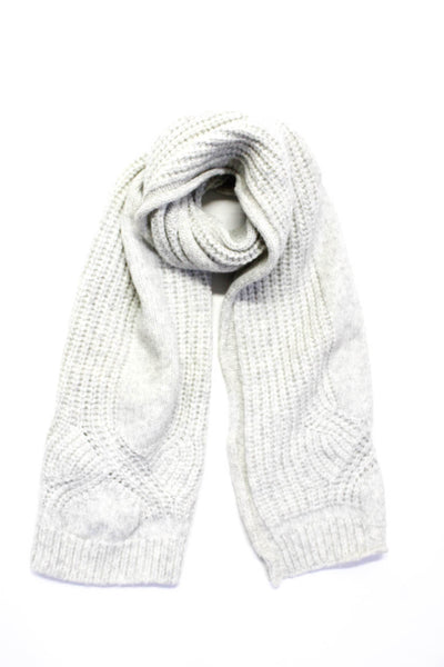 Cotelac Womens Light Gray Wool Ribbed Knit Wrap Scarf