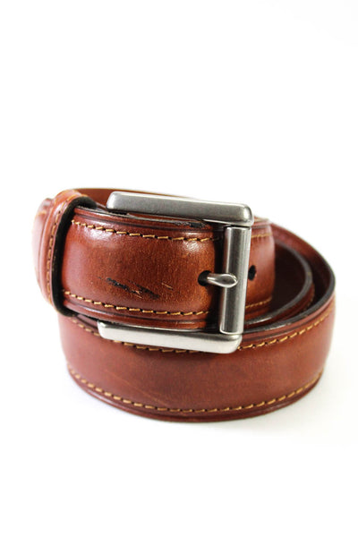 Coach Womens Leather Silver Tone Hardware Buckled Belt Brown Size 32 in