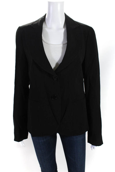 Emporio Armani Womens Collar Long Sleeves Two Button Blazer Black Striped Size 1