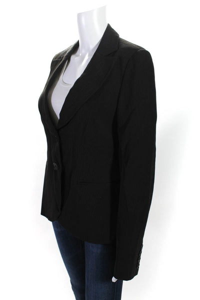 Emporio Armani Womens Collar Long Sleeves Two Button Blazer Black Striped Size 1