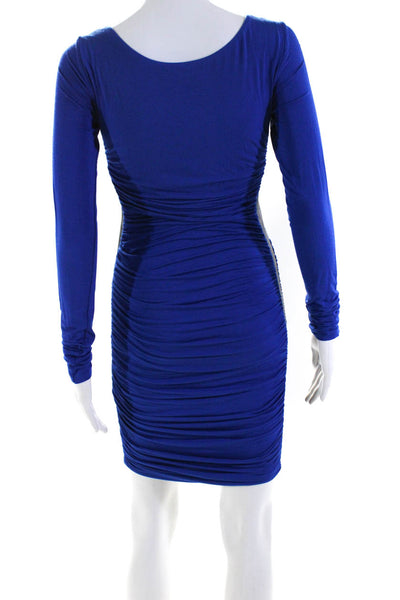 B44 Dressed by Bailey 44 Womens Scoop Neck Leather Trim Midi dress Blue Size S