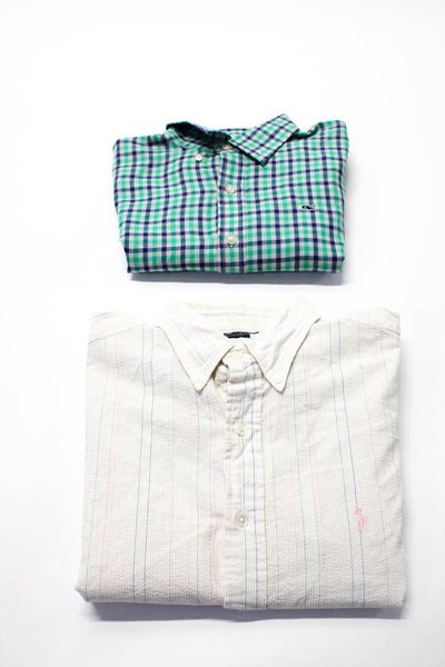 Vineyard Vines Ralph Lauren Mens Gingham Striped Shirts White Multi Size XL Lot