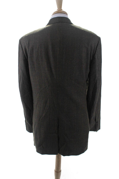 346 Brooks Brothers Mens Brown Wool Plaid Two Button Long Sleeve Blazer Size 46L
