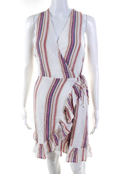 Rails Women's V-Neck Sleeveless Wrap Ruffle Mini Dress Striped  Size XS