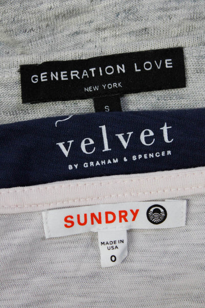 Velvet Women's Scoop Neck Cap Sleeves T-Shirt Blue Pink Gray Size S Lot 3
