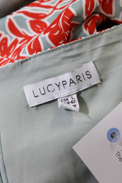 Lucy Paris Womens Floral Print Knee-Length Empire Waist Dress Blue Red Size L