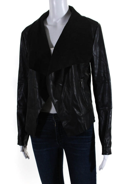 Bagatelle Womens Faux Leather Wrap Jacket Black Size Small