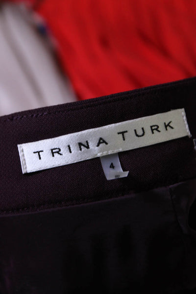Trina Turk Women's Embellished Knee Length Pencil Skirt Purple Size 4