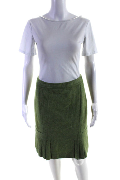 Weekend Max Mara Women's Wool Blend Pleated Hem Pencil Skirt Green Size 4