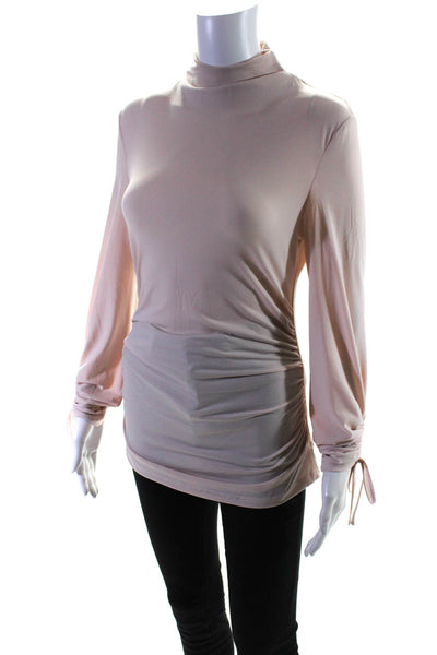 Paloma St. James Women's Long Sleeve Mock Neck Ruched Top Pink Size S
