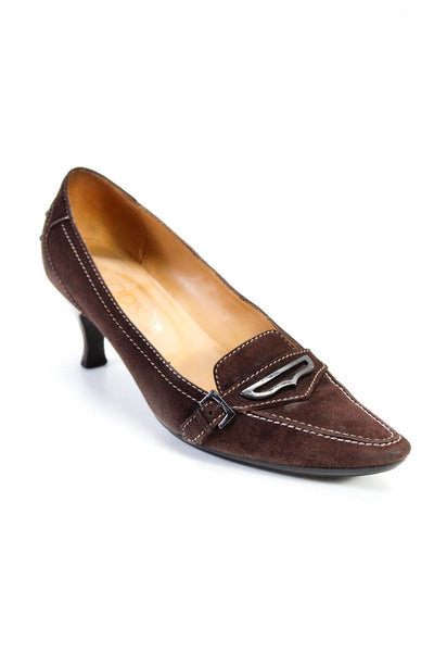 Tods Women's Suede Pointed Toe Pumps Brown Size 7.5
