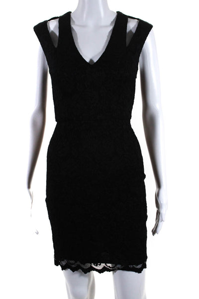 ABS by Allen Schwartz Womens Cut Out V Neck Lace Mini Dress Black Size XS