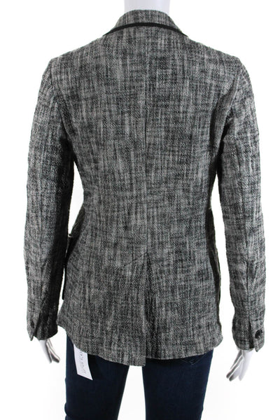 Cartonnier Anthropologie Womens Tweed Button Down Jacket Black Cotton Size 2