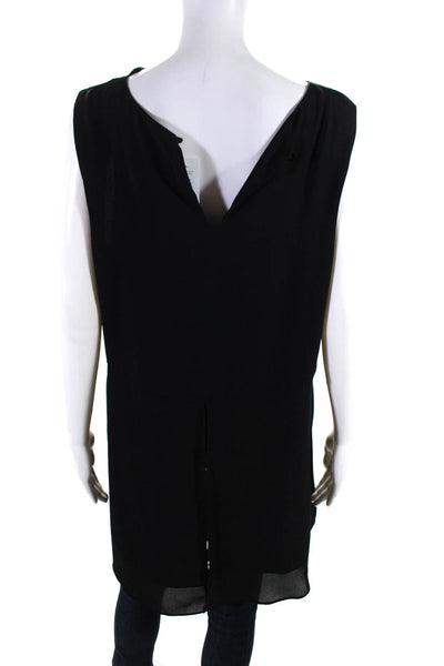 Joseph Ribkoff Womens Scoop Neck Ruffled Sleeveless Tunic Blouse Black Size 14