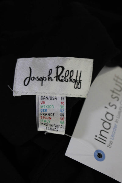 Joseph Ribkoff Womens Scoop Neck Ruffled Sleeveless Tunic Blouse Black Size 14
