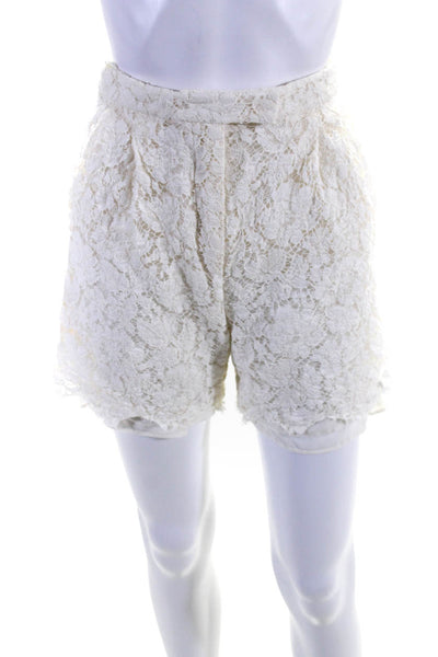 Valentino Womens Lined Lace High Waisted Mini Shorts White Size S