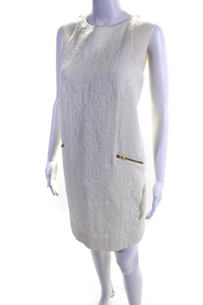 J Crew Women Sleeveless Shift Dress White Cotton Size Medium