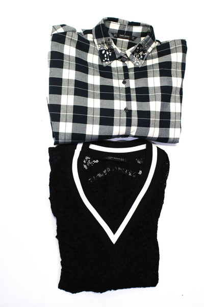 Zara Woman Womens Lace Sweater Dress Black Size Medium Small Lot 2