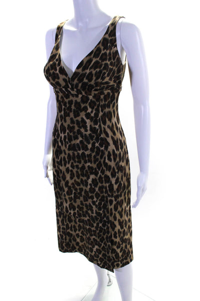 Tracy Reese Womens Silk Animal Print Sleeveless Dress Brown Size 4
