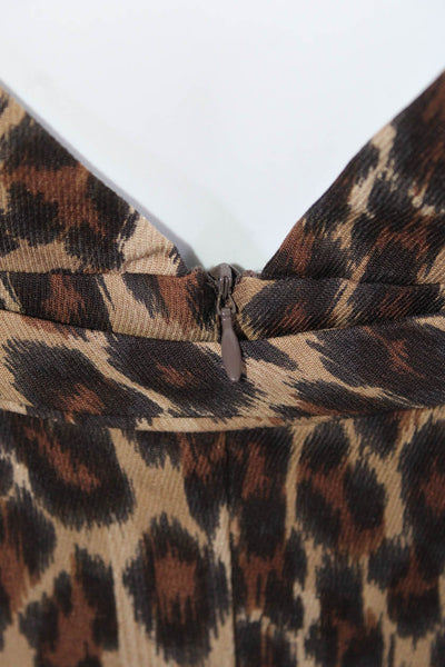 Tracy Reese Womens Silk Animal Print Sleeveless Dress Brown Size 4