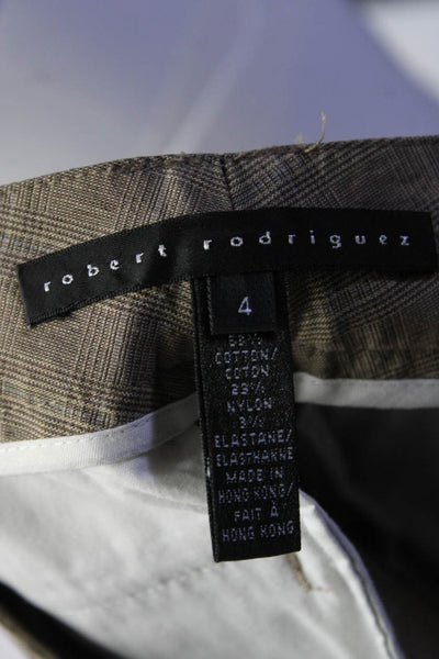 Robert Rodriguez Black Label Womens Plaid Cropped Pants Brown Cotton Size 4