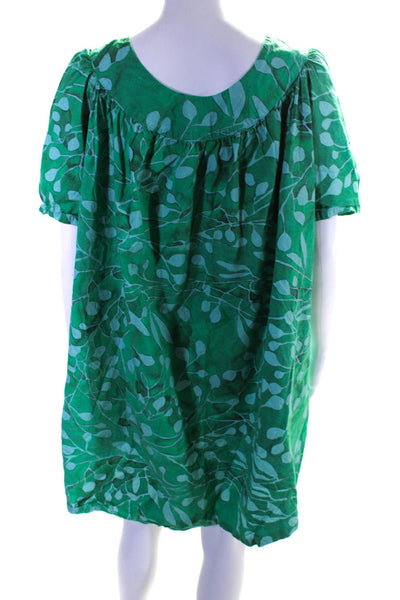 Vivienne Walker Womens Floral Leaf Print Pleated Tunic Mini Dress Green Size S
