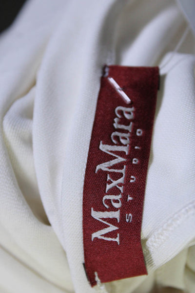 Max Mara Studio Colorblock Ruffled Half Sleeved Shift Dress White Navy Size L