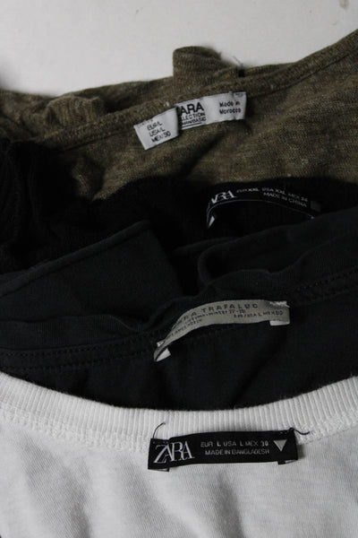 Zara Womens Black Ribbed Knit Scoop Neck Long Sleeve Sweater Top Size XXL L Lot4