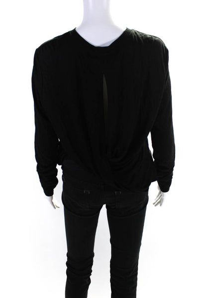Helmut Lang Womens Long Sleeve Keyhole Back Shirt Top Black Size S