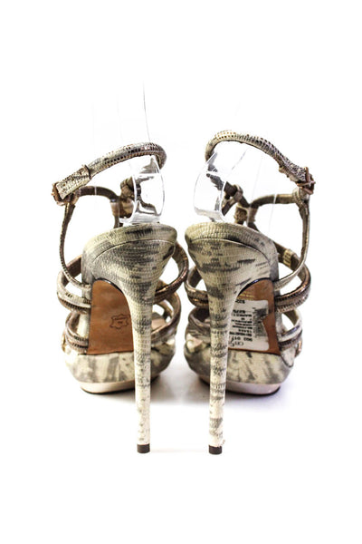 BCBGMAXAZRIA Womens Gray Brown Printed Strappy Slingbacks Sandals Shoes Size 7M