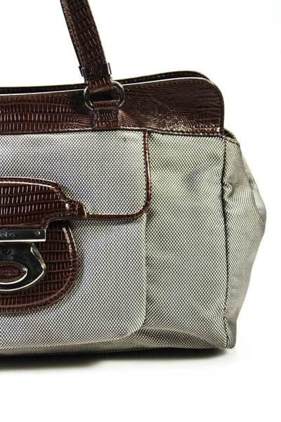 Tods Womens Brown Leather Reptile Skin Print Zip Shoulder Bag Handbag