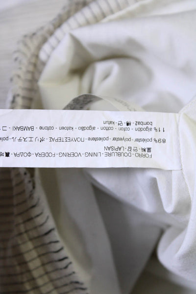 Zara Womens Spaghetti Strap Fringe Tiered Pinstripe Dress White Cotton Large