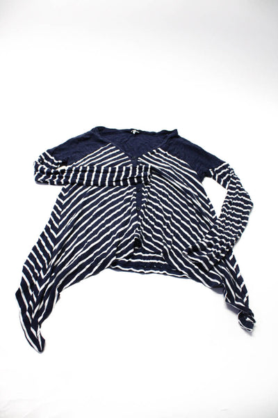Splendid Catherine Malandrino Womens Striped Button Sweaters Navy Size M L Lot 2