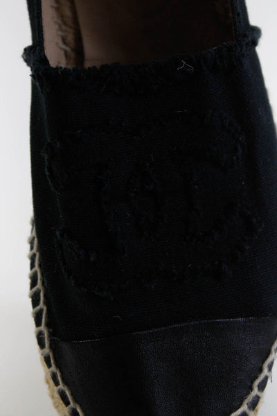 Chanel Womens Cap Toe Interlocking Fringe CC Espadrilles Loafers Black Size 41