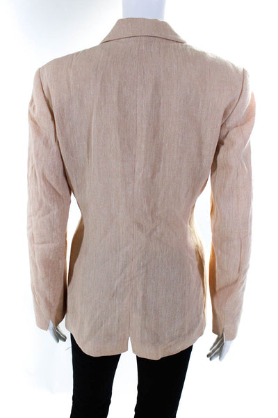 Rene Lezard Womens Wool Linen Notched Collar Button Up Blazer Beige Size 34