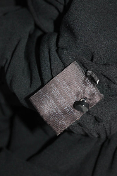 Isabel Marant Womens Solid Pleated Short Sleeve Loop Trim Dress Black Size 34