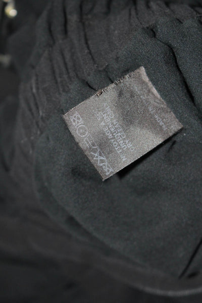 Isabel Marant Womens Solid Pleated Short Sleeve Loop Trim Dress Black Size 34