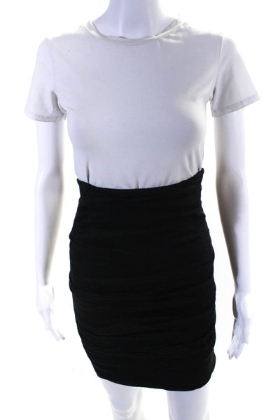 Nicole Miller Women's Exposed Zip Bodycon Mini Skirt Black Skirt Size 6