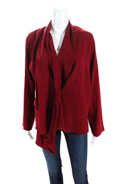 Blanque Womens Open Front Long Sleeve Draped One Buttoned Cardigan Red Size 1