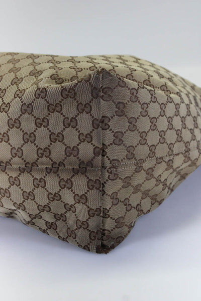 Gucci Womens Monogram Print Hobo Tote Shoulder Handbag Brown