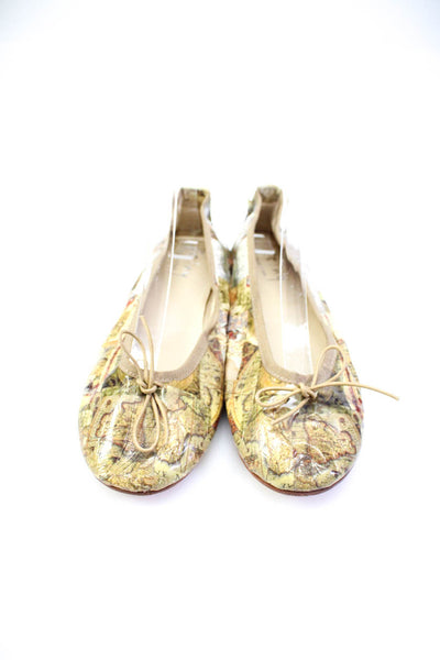 FS/NY Womens Map Printed Slip On Ballet Flats Beige Size 39 9