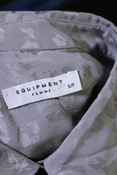Equipment Women's Collar Long Sleeves Button Down Shirt Gray Size S