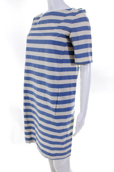 Steven Alan Womens Striped Poplin T Shirt Shift Dress Blue White Size Petite